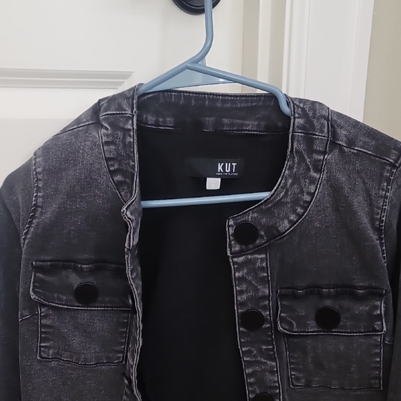KUT BRAND- Size Small Women Black Denim Jacket - Picture 6 of 15